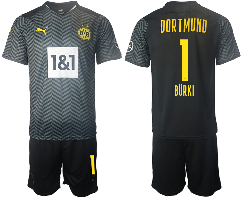 Men 2021-2022 Club Borussia Dortmund away black #1 Soccer Jersey->borussia dortmund jersey->Soccer Club Jersey